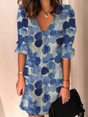 Ocean Bubbles Blue Polka Dot Mini Dress