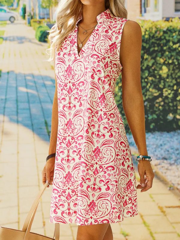 Sweet Rose Print Sleeveless Mini Dress