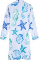 Starfish Seashell Blue White Blouse Dress