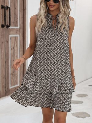 Chic Sleeveless Apricot Mini Dress