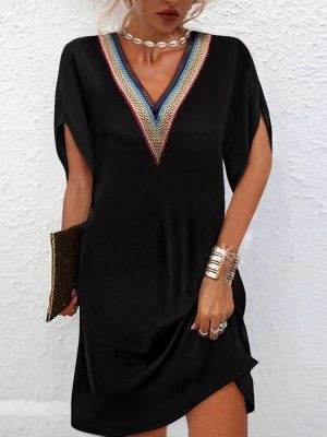 Cool Short Sleeve Black Mini Dress