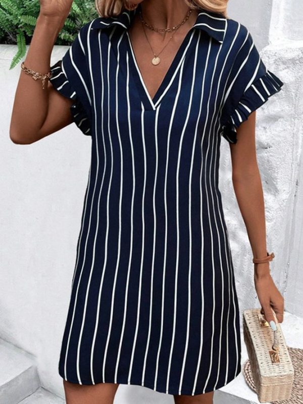 Stylish Striped Short Sleeve Mini Dress